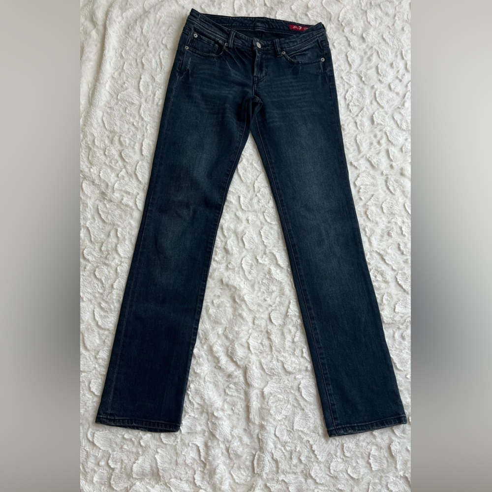 Seven 7 Classic Denim Black Blue Dark Wash Straight Leg Jeans Women’s Size 26